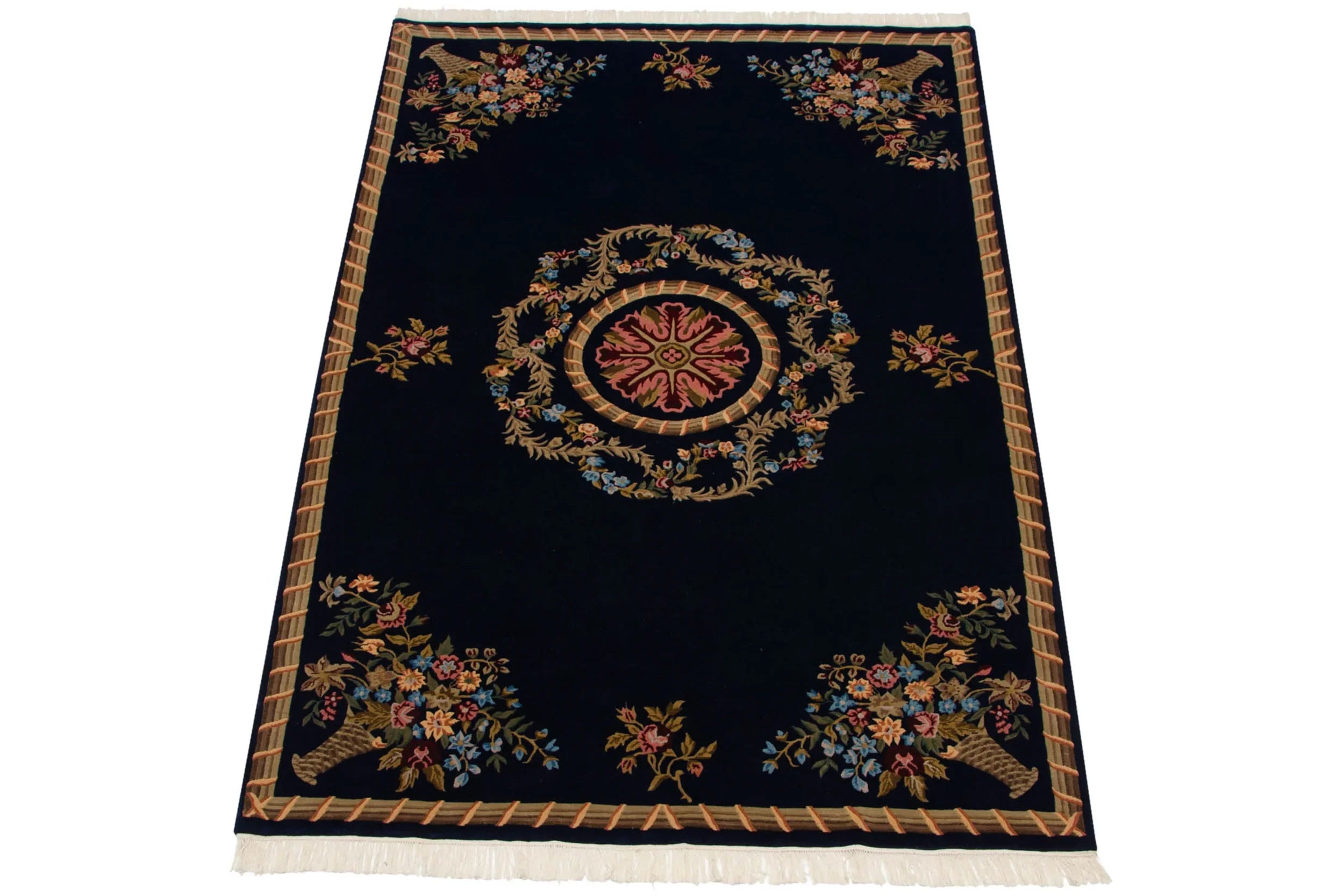 6x9 Vintage Indian Aubusson Design Carpet by Old New House® - product image 10 for Resin Society