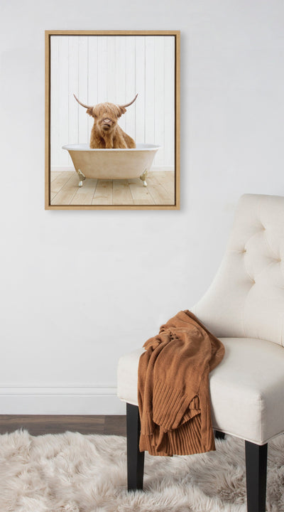 Sylvie Highland Cow Farmhouse Bath Framed Canvas by kateandlaurel - product image 10 for Resin Society