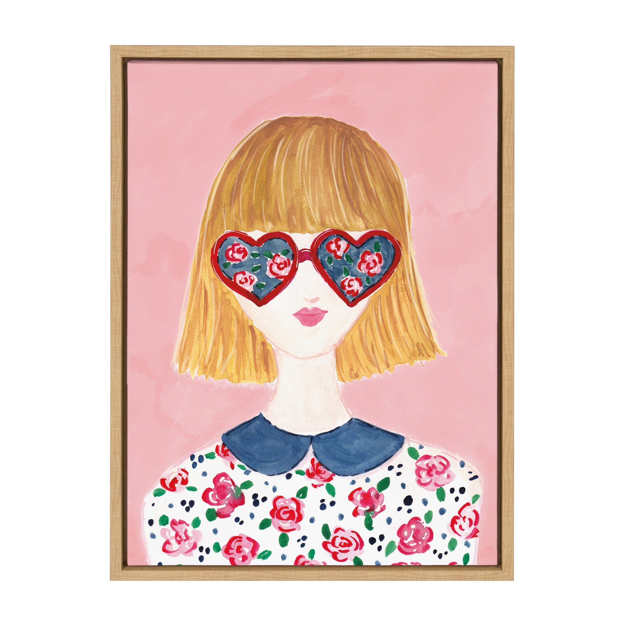 Sylvie Rose Glasses Framed Canvas by kateandlaurel - product image 8 for Resin Society
