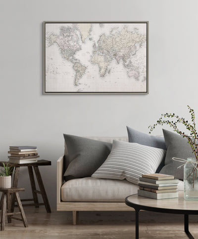Sylvie Vintage World Map Framed Canvas by The Creative Bunch Studio by kateandlaurel - product image 16 for Resin Society