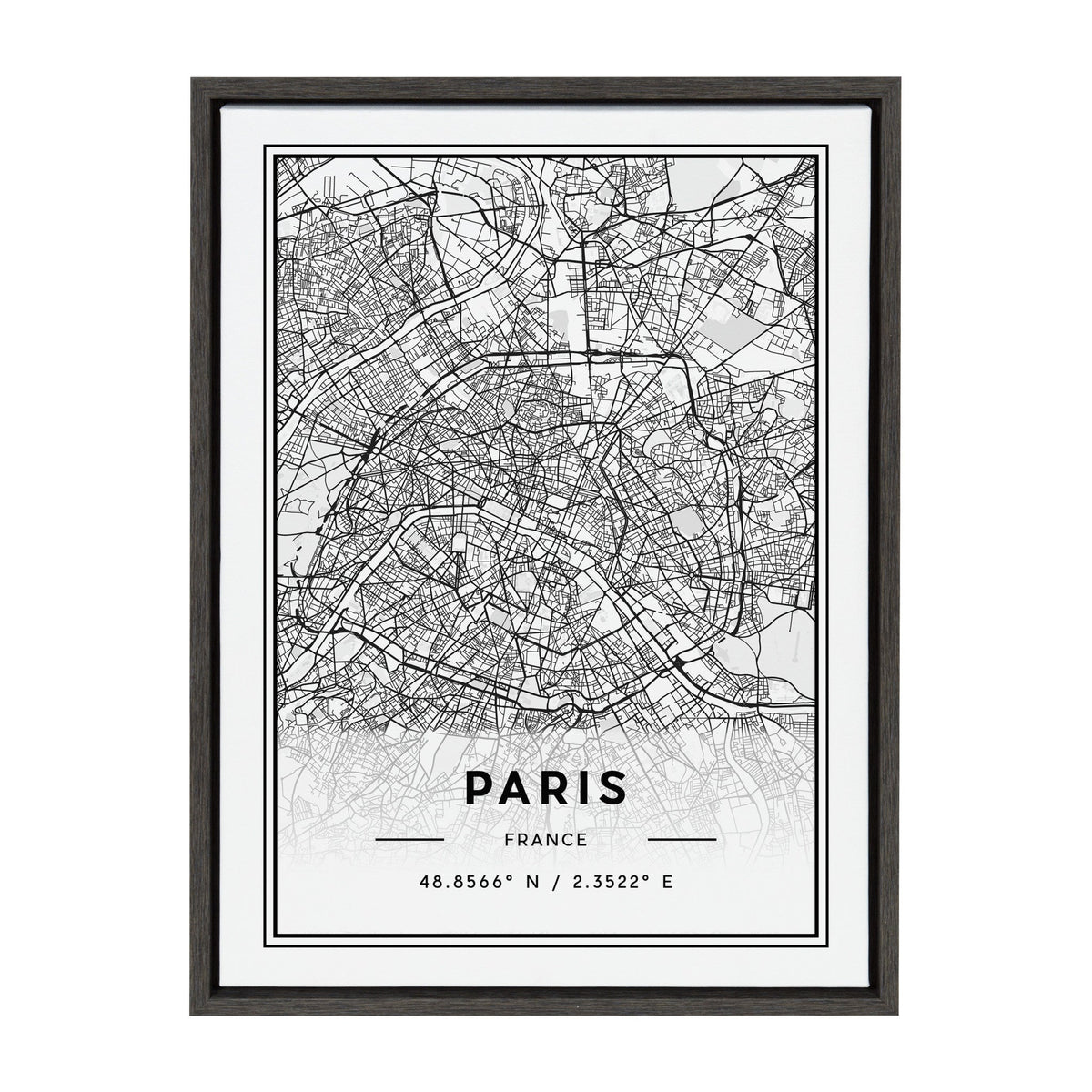 Sylvie Paris Modern Map Framed Canvas by kateandlaurel - main product image for Resin Society