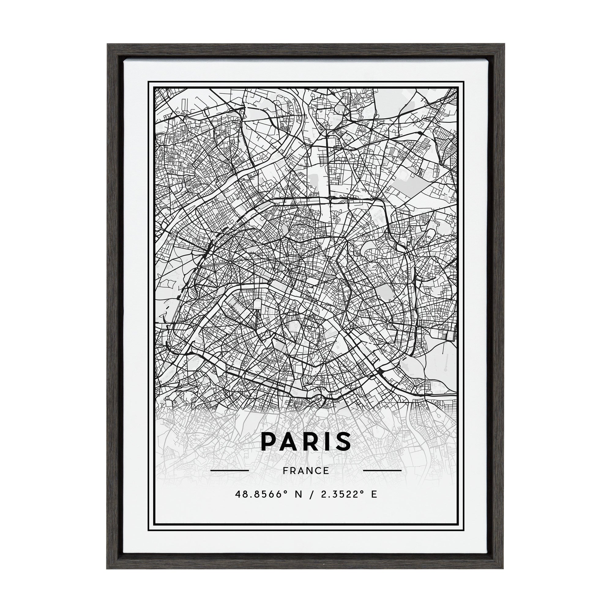 Sylvie Paris Modern Map Framed Canvas by kateandlaurel - product image 9 for Resin Society