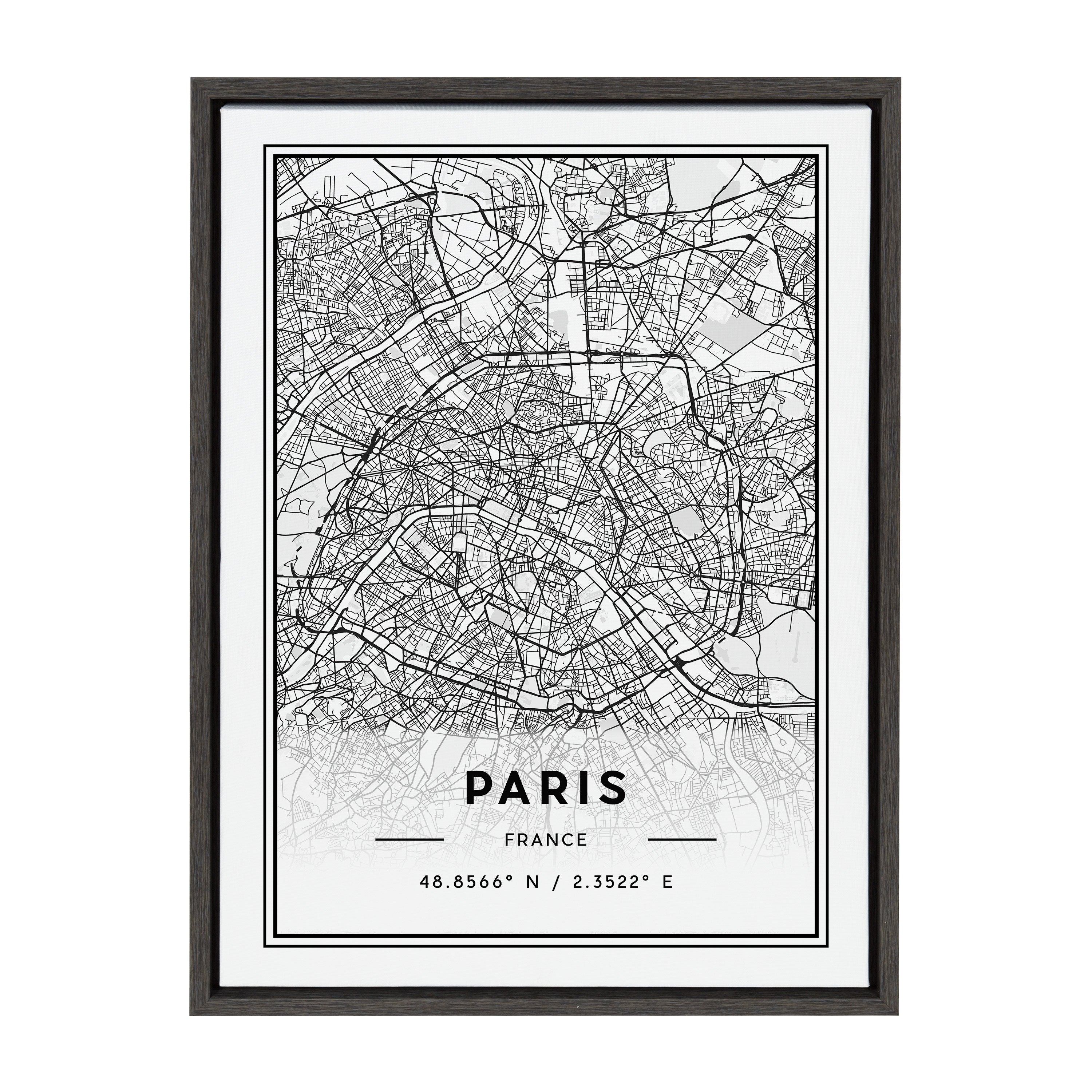 Sylvie Paris Modern Map Framed Canvas by kateandlaurel - product image 9 for Resin Society
