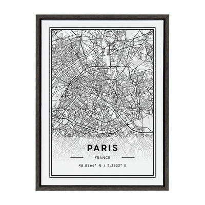 Sylvie Paris Modern Map Framed Canvas by kateandlaurel - product image 9 for Resin Society