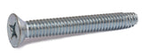 Close-up of 1/4-20 x 4 Phillips Flat Machine Screw Type F Zinc Plated showing flat head and zinc finish