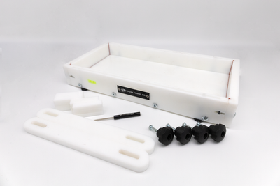 Medium Epoxy Resin Form 18.5 inches by 8.5 inches by 2 inches with clamps and leveling feet