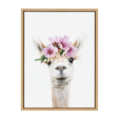 Sylvie Flower Crown Alpaca Framed Canvas by Amy Peterson Art Studio