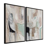 Sylvie Beaded Whispers of a Distant Land 1 and 2 framed canvas art set with vintage beaded frames