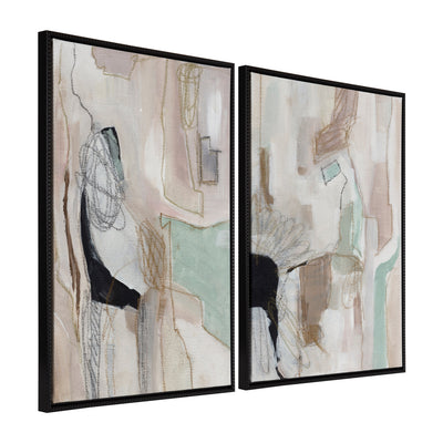 Sylvie Beaded Whispers of a Distant Land 1 and 2 framed canvas art set with vintage beaded frames