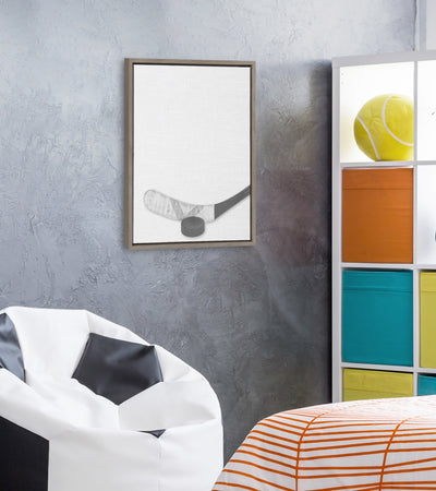 Sylvie Hockey Stick and Puck Framed Canvas, Gray 18x24 by kateandlaurel - product image 7 for Resin Society
