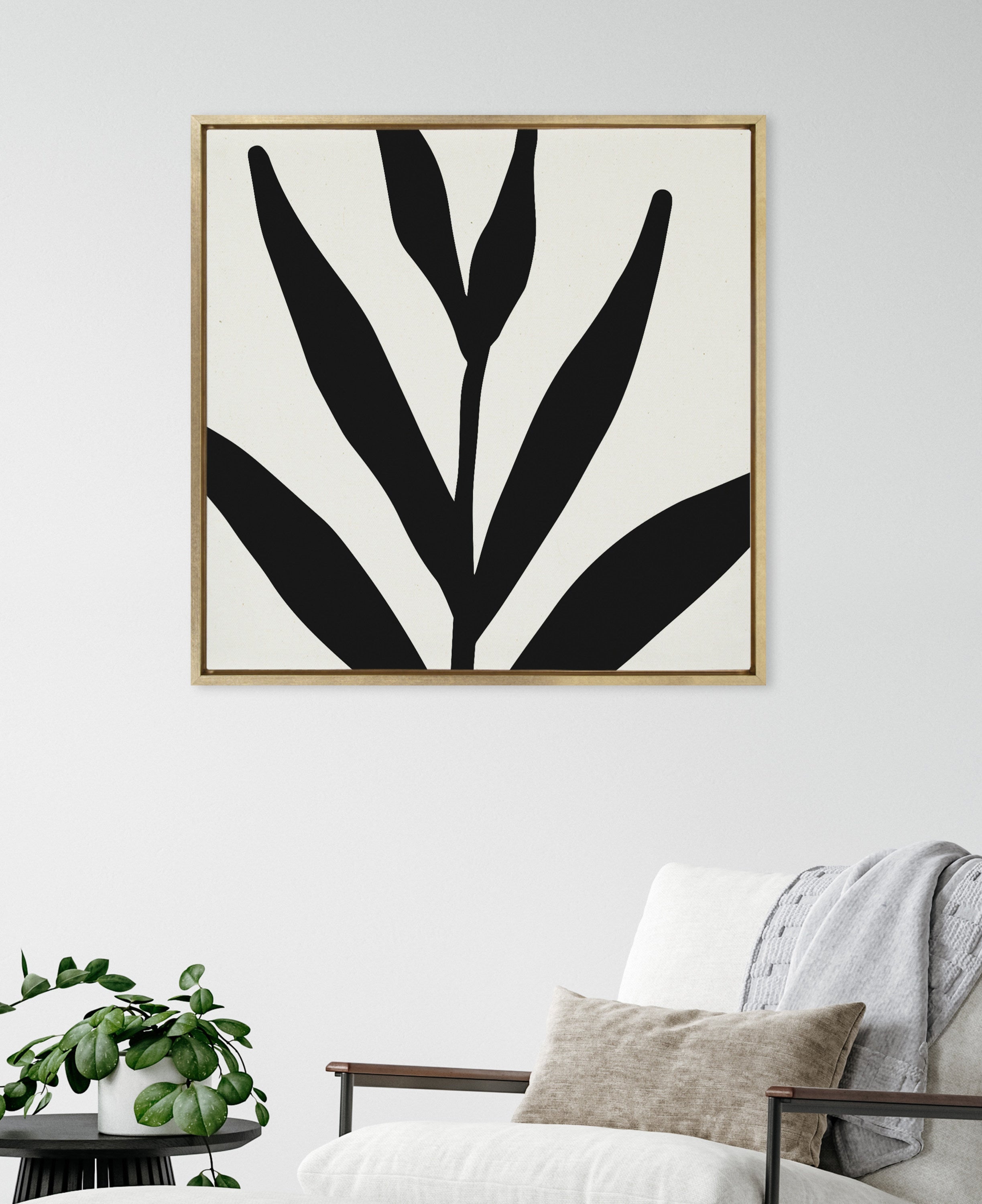 Sylvie Modern Botanical Neutral Abstract 1 Framed Canvas by kateandlaurel - product image 4 for Resin Society