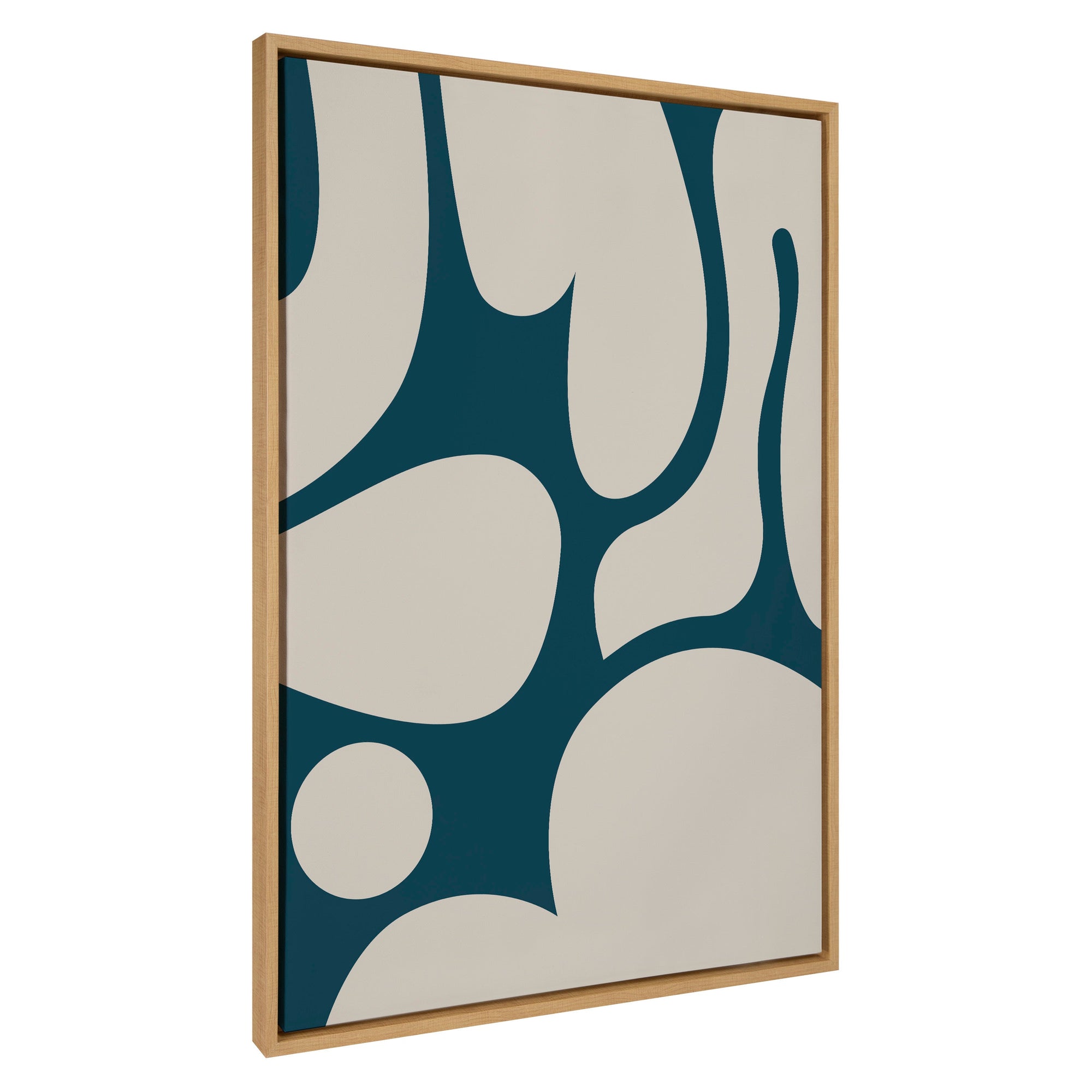 Sylvie Groovy Happy Abstract Dark Green Teal and Tan Framed Canvas by kateandlaurel - main product image for Resin Society