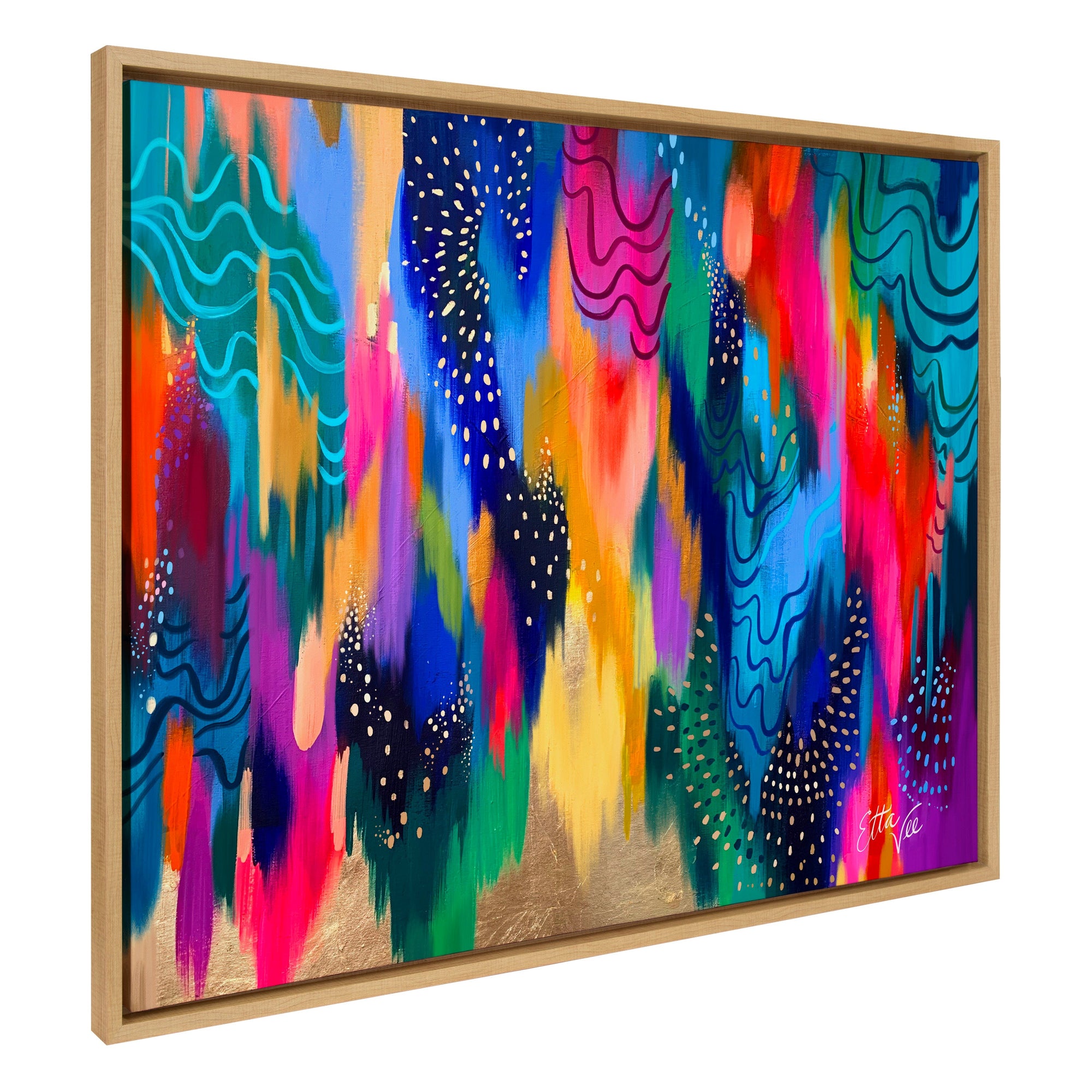 Sylvie EV Brushstroke 128 bright abstract framed canvas art by Jessi Raulet