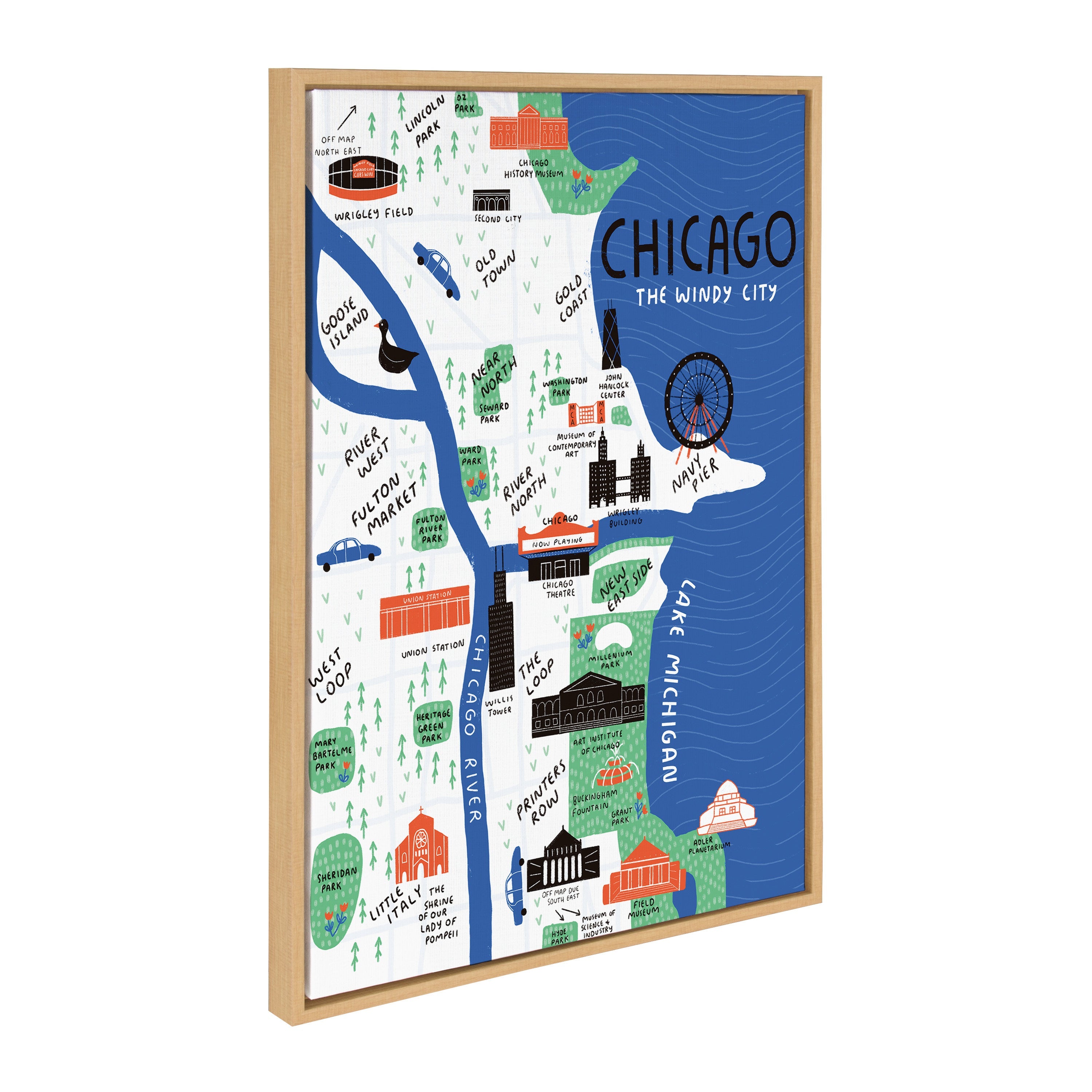 Sylvie Chicago Illustration Framed Canvas by kateandlaurel - product image 2 for Resin Society