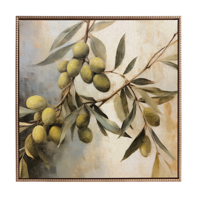 Sylvie Beaded Olive Tree Framed Canvas by The Creative Bunch Studio