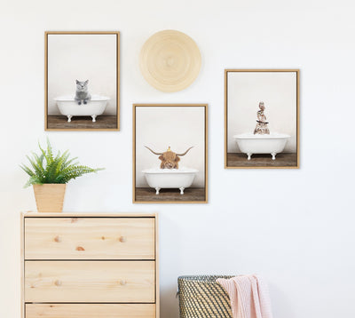 Sylvie Cat in Rustic Bath Framed Canvas by kateandlaurel - product image 11 for Resin Society