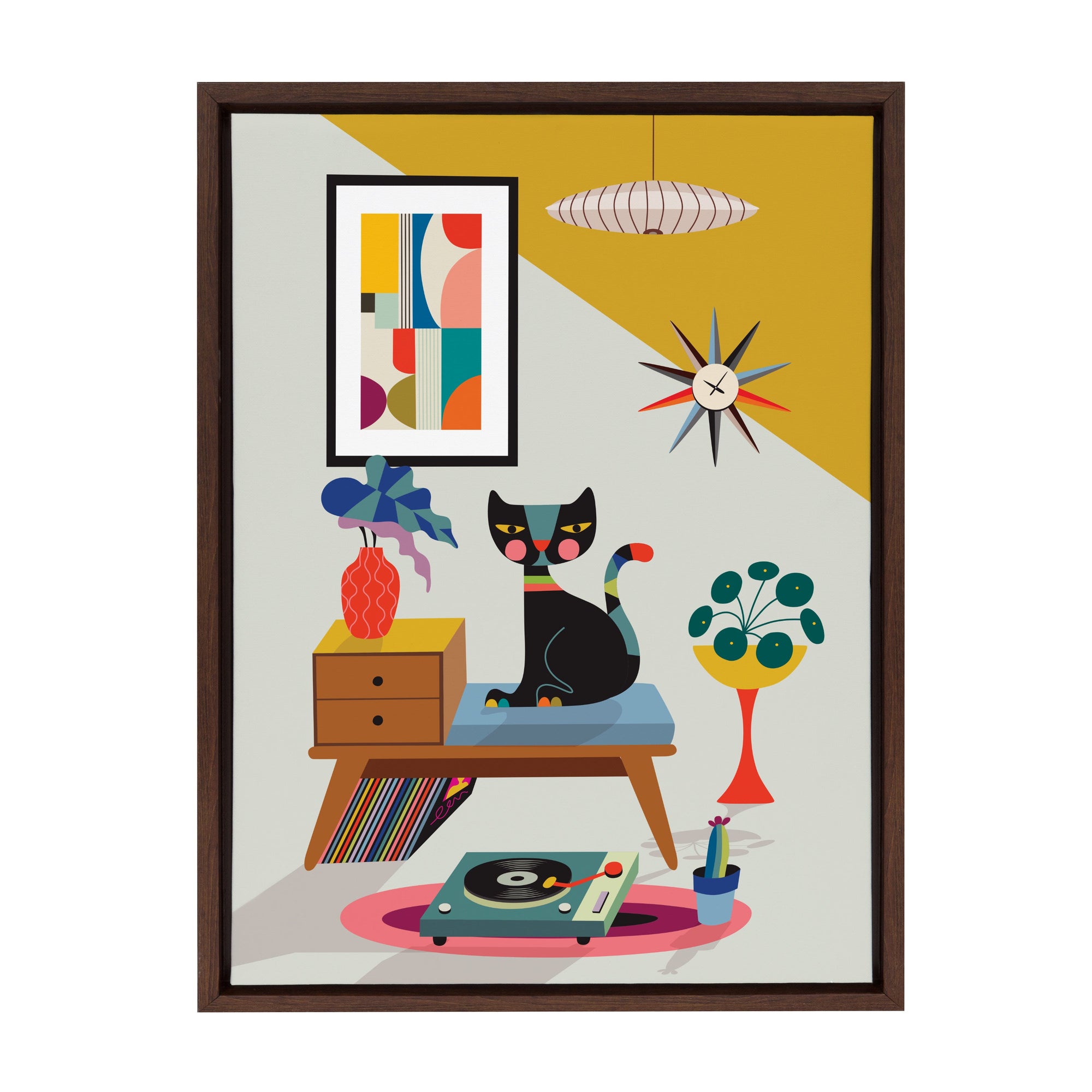 Sylvie Record Player Framed Canvas by kateandlaurel - main product image for Resin Society