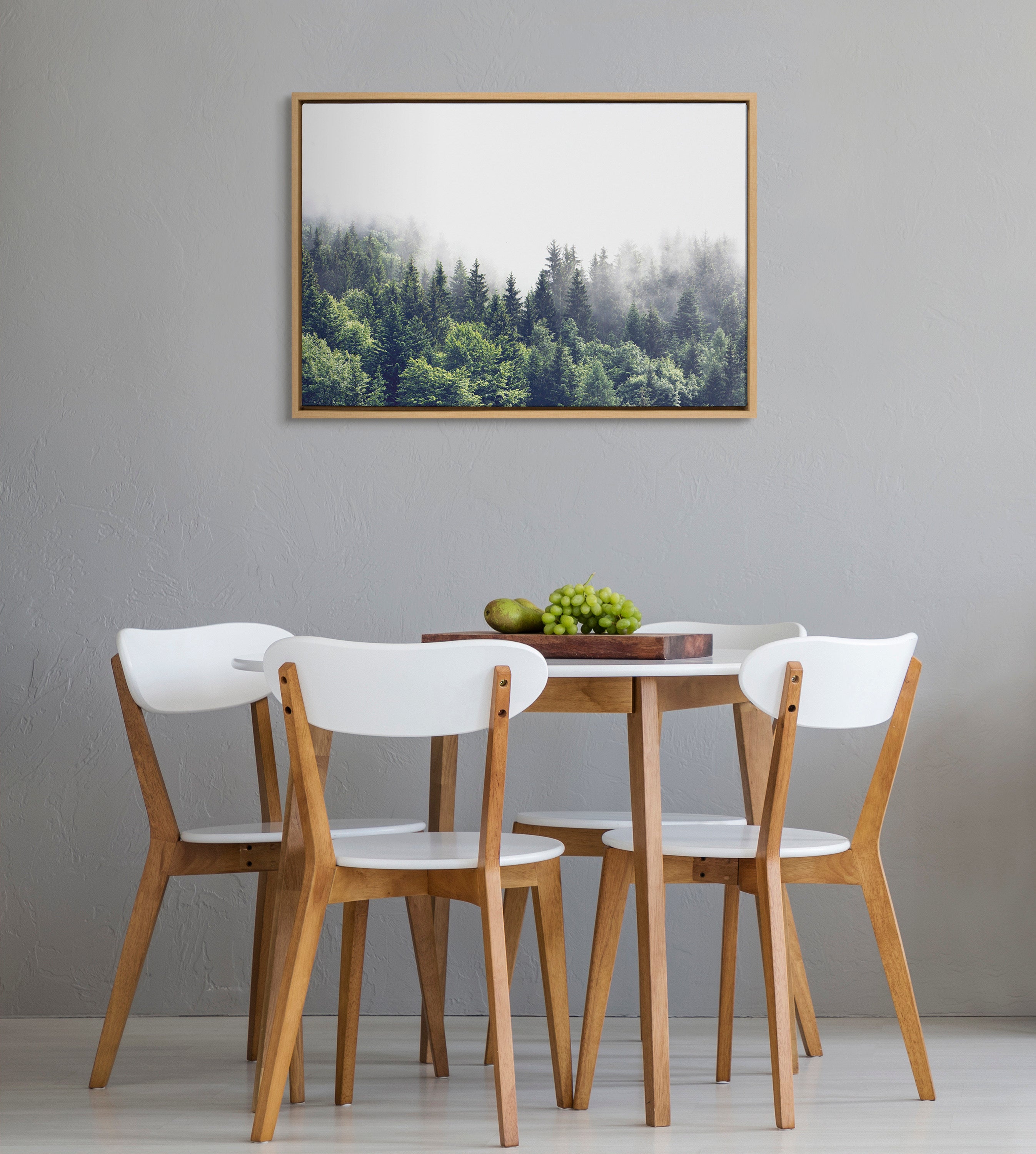Sylvie Lush Green Forest On A Foggy Day Framed Canvas
