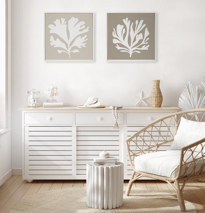 Sylvie Sophisticated Neutral Coral Tan Framed Canvas by kateandlaurel - product image 6 for Resin Society