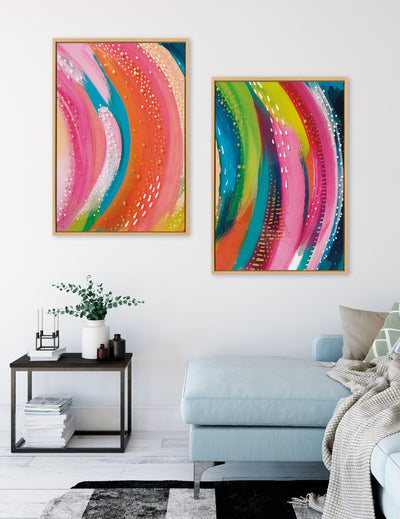 Sylvie Bright Abstract Left and Right Framed Canvas Art Set by Jessi Raulet of Ettavee