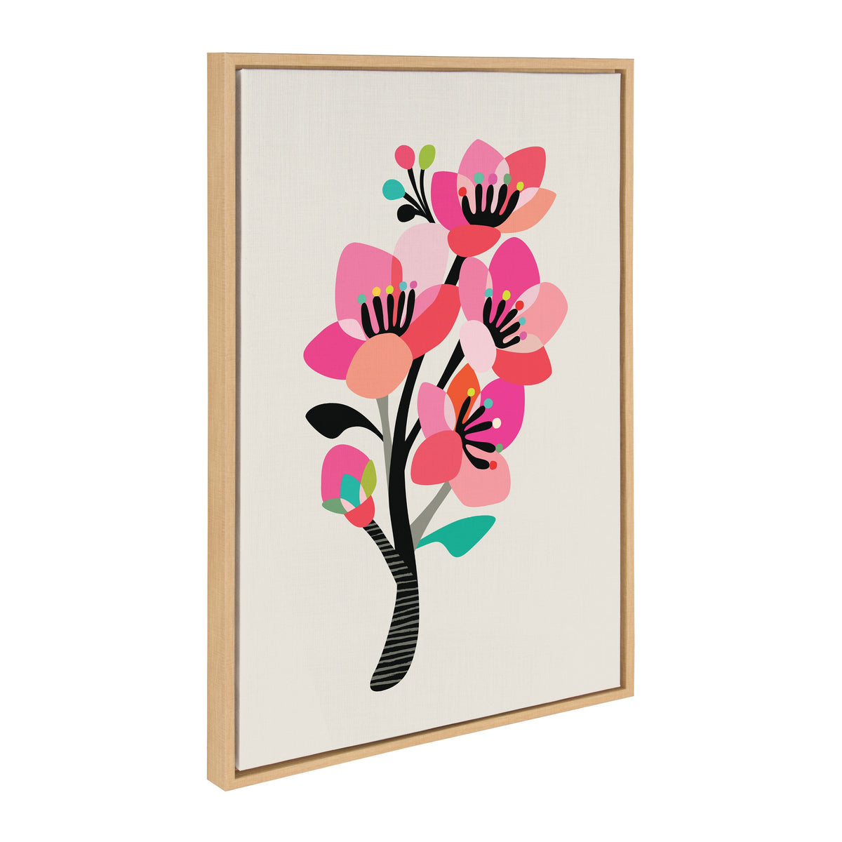 Sylvie Mid Century Modern Cherry Blossoms Framed Canvas by kateandlaurel - product image 2 for Resin Society