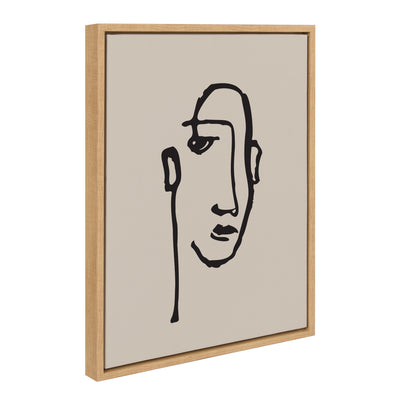 Sylvie Minimalist Neutral Line Art Drawing Face Framed Canvas by kateandlaurel - product image 8 for Resin Society