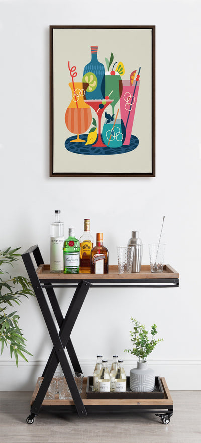 Sylvie Mid Century Modern Cocktails Framed Canvas by kateandlaurel - product image 4 for Resin Society