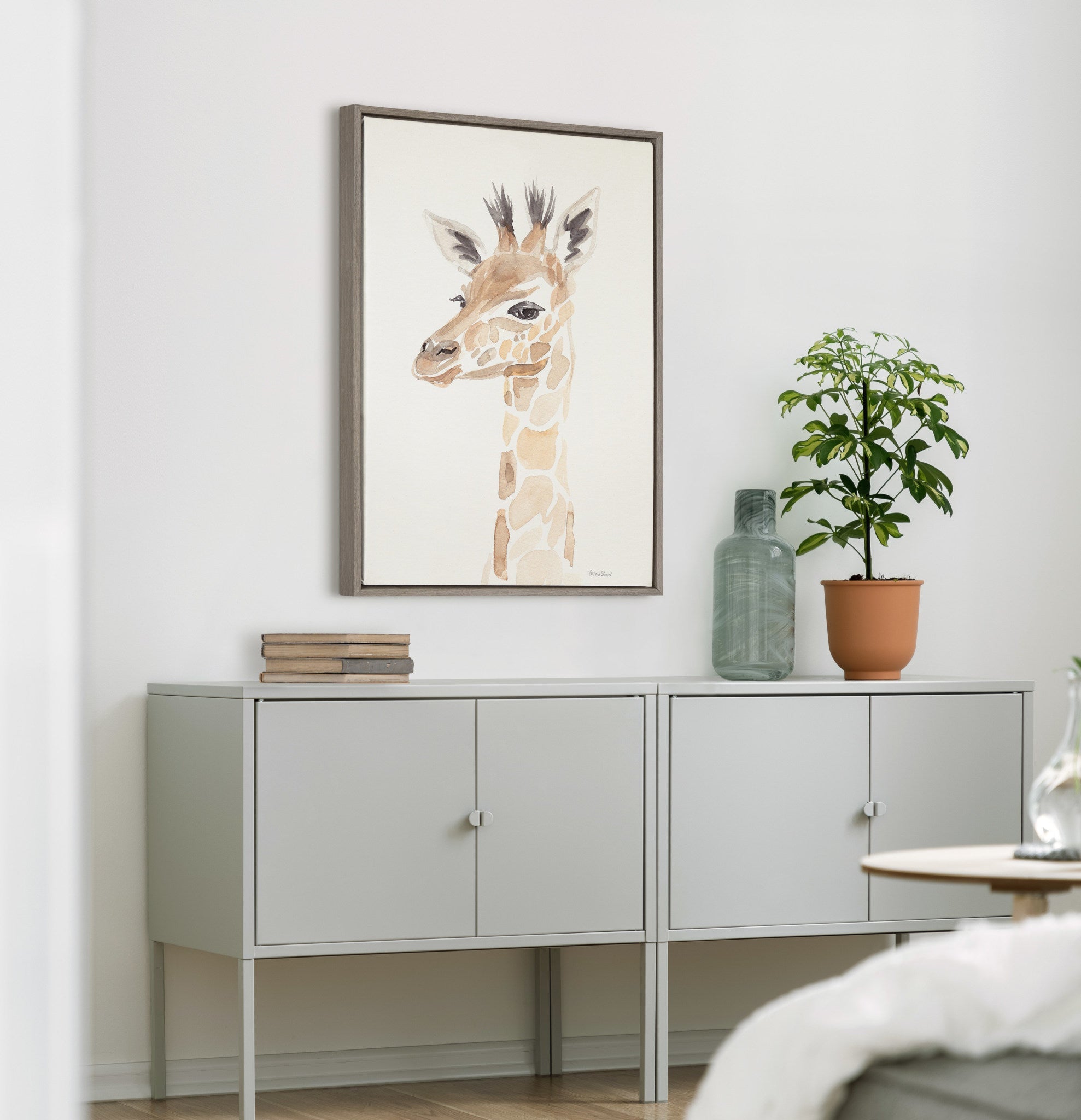 Sylvie Watercolor Giraffe Framed Canvas by kateandlaurel - product image 5 for Resin Society