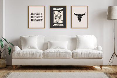 Sylvie Howdy Cowgirl Queen Framed Canvas by Honey Island Studio