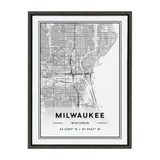 Sylvie Milwaukee Modern Map Framed Canvas by kateandlaurel - main product image for Resin Society