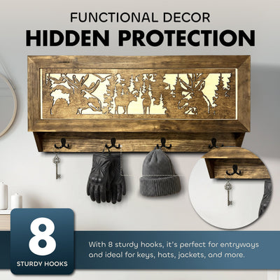 Moose Hunting Hidden Gun Storage Coat Rack Concealment Shelf by Bellewood Designs - product image 2 for Resin Society