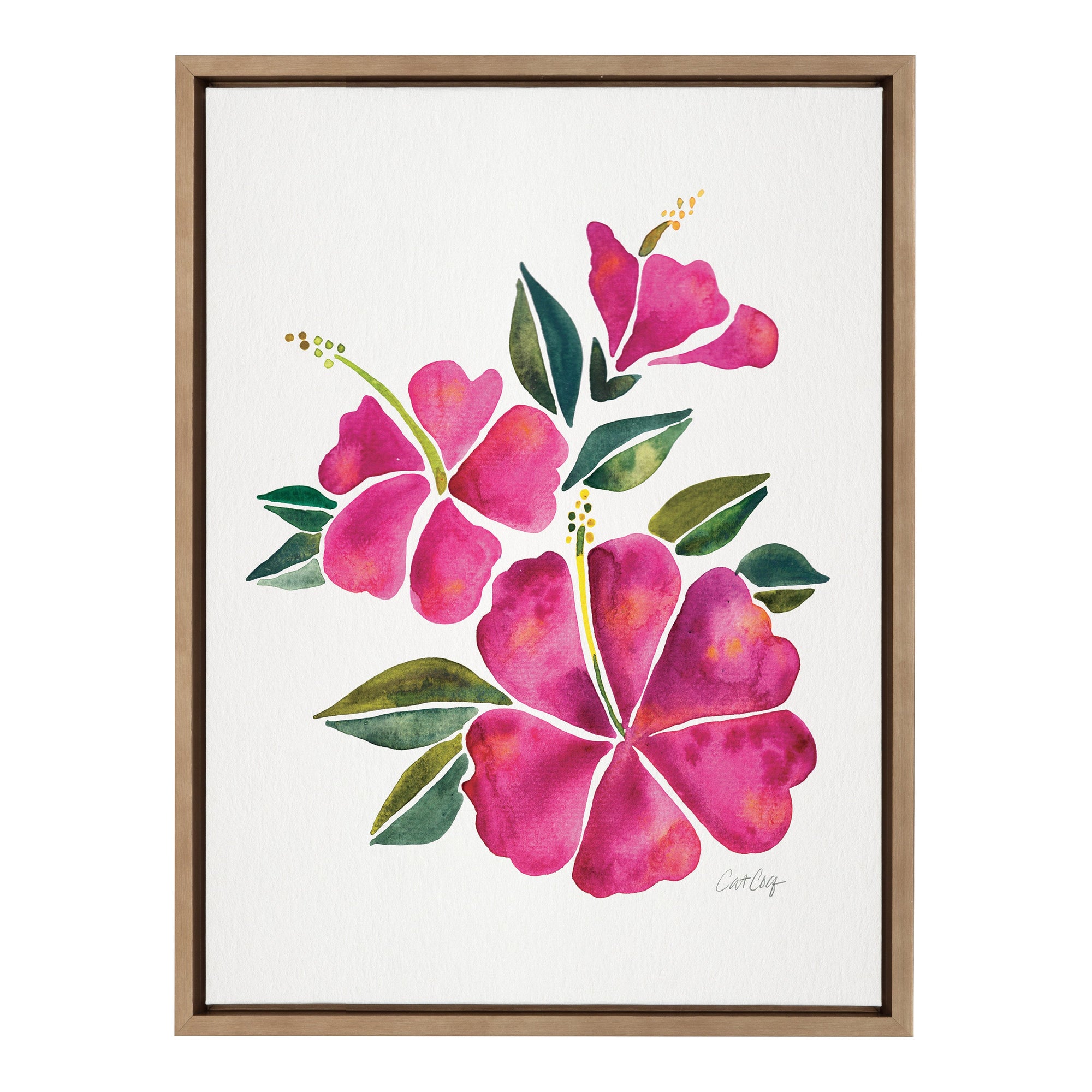 Sylvie Hibiscus Bloom Fuchsia Framed Canvas by kateandlaurel displayed on wall
