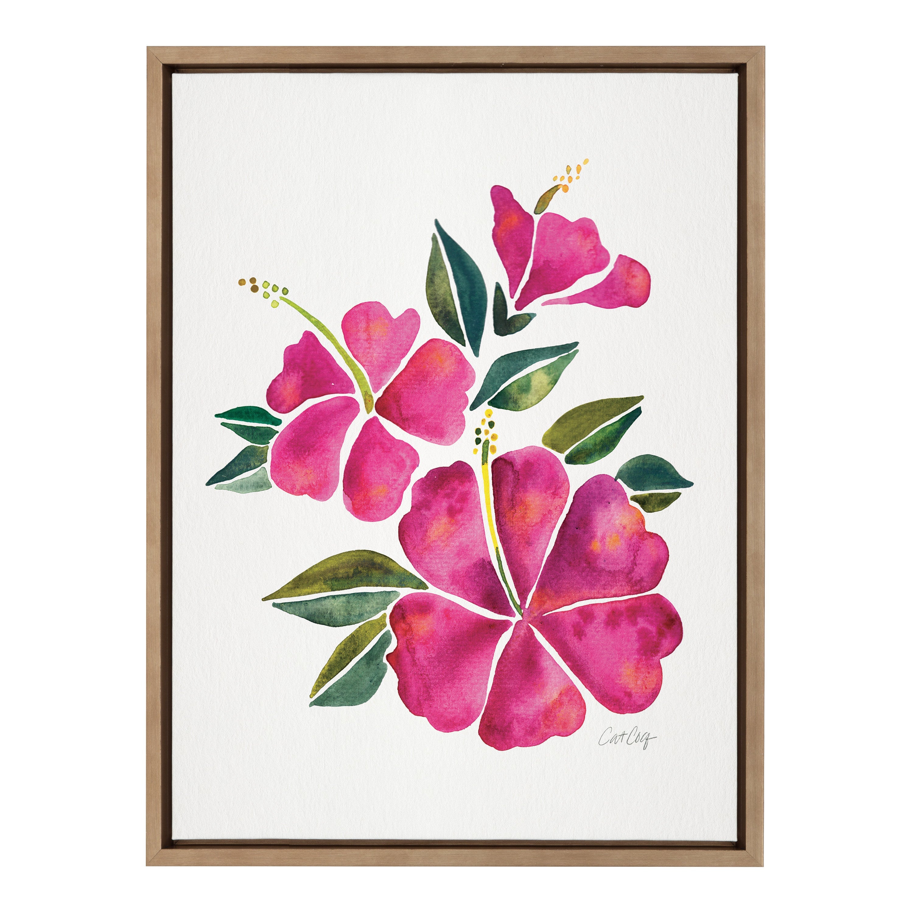 Sylvie Hibiscus Bloom Fuchsia Framed Canvas by kateandlaurel - main product image for Resin Society