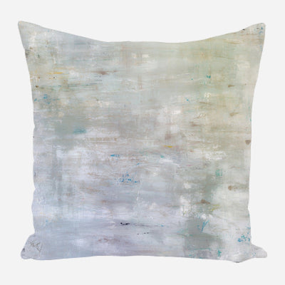 Mossbed Pillow (16x16) with abstract coastal landscape design by John Beard Collection