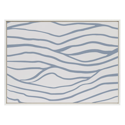 Sylvie Simple Elegant Coastal Waves Framed Canvas by The Creative Bunch Studio