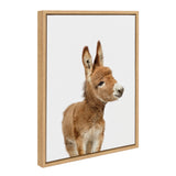 Framed canvas portrait of a small brown burro with fluffy fur against a plain white background, shown at a slight angle.
