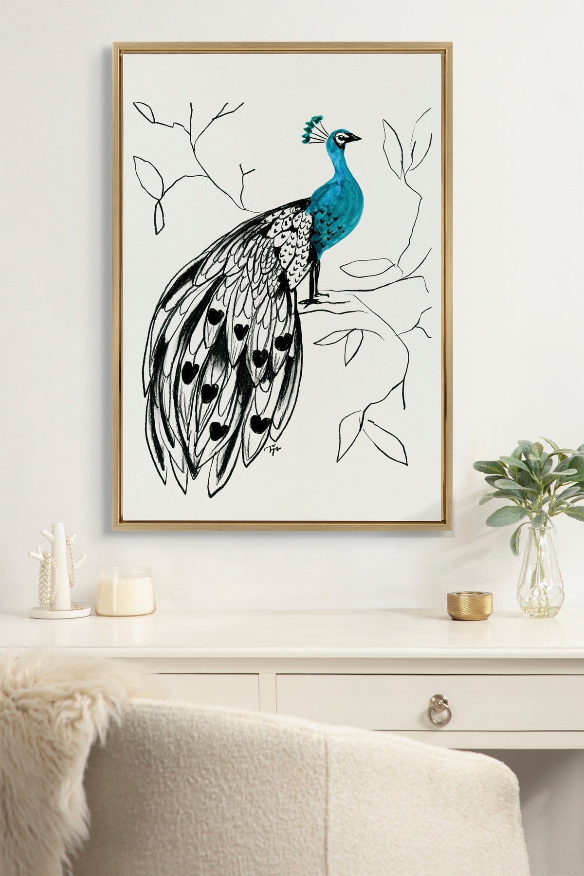 Sylvie 658 Peacock Framed Canvas by kateandlaurel - product image 4 for Resin Society