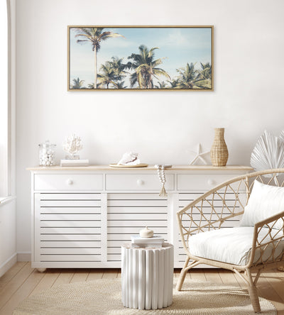 Sylvie Coastal Coconut Palm Tree Beach Framed Canvas by kateandlaurel - product image 4 for Resin Society