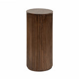 Reid Wood Drink Table in Natural finish with ribbed base and smooth tabletop