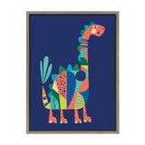 Sylvie Mid Century Modern Dino Blue Framed Canvas by kateandlaurel - main product image for Resin Society