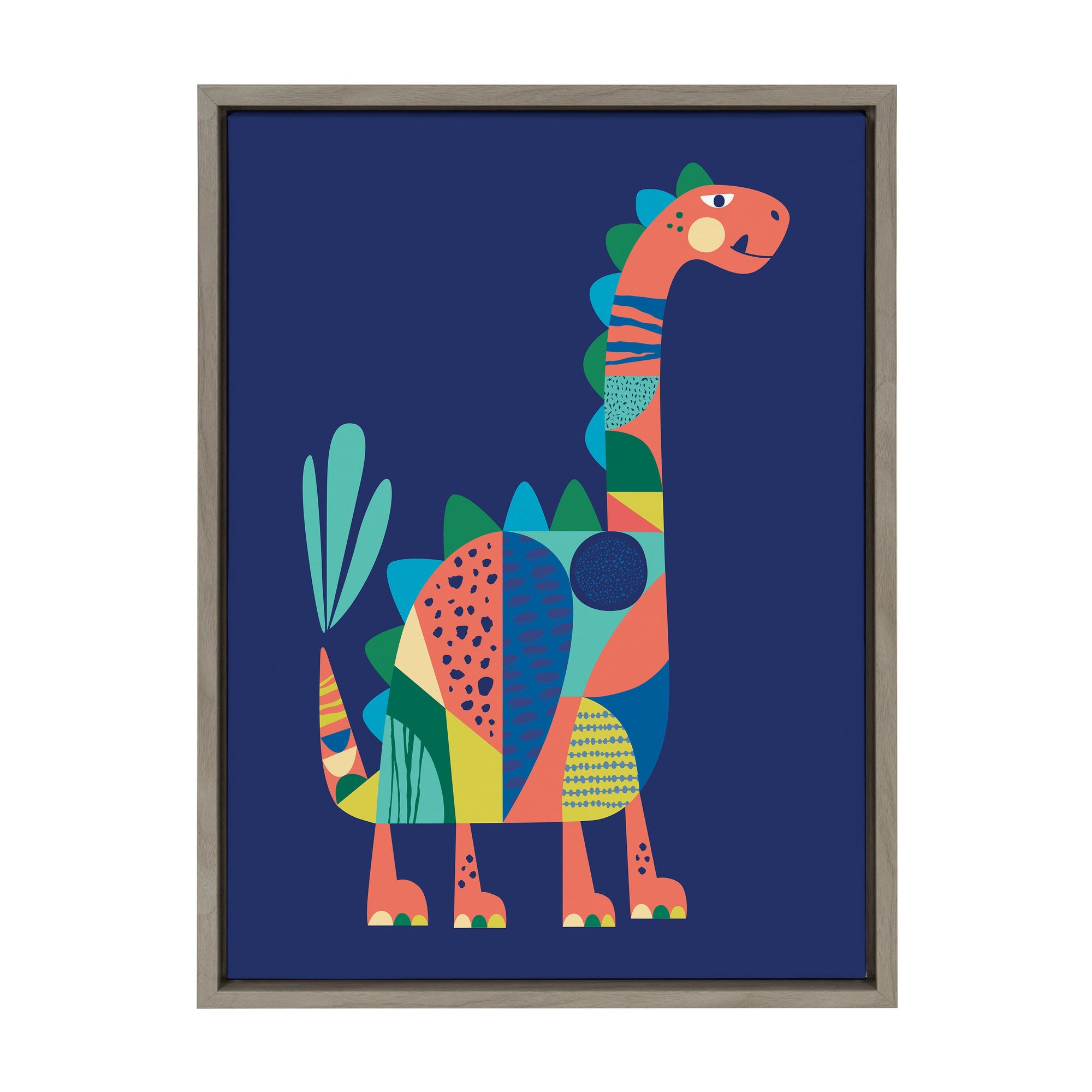 Sylvie Mid Century Modern Dino Blue Framed Canvas by kateandlaurel - product image 10 for Resin Society