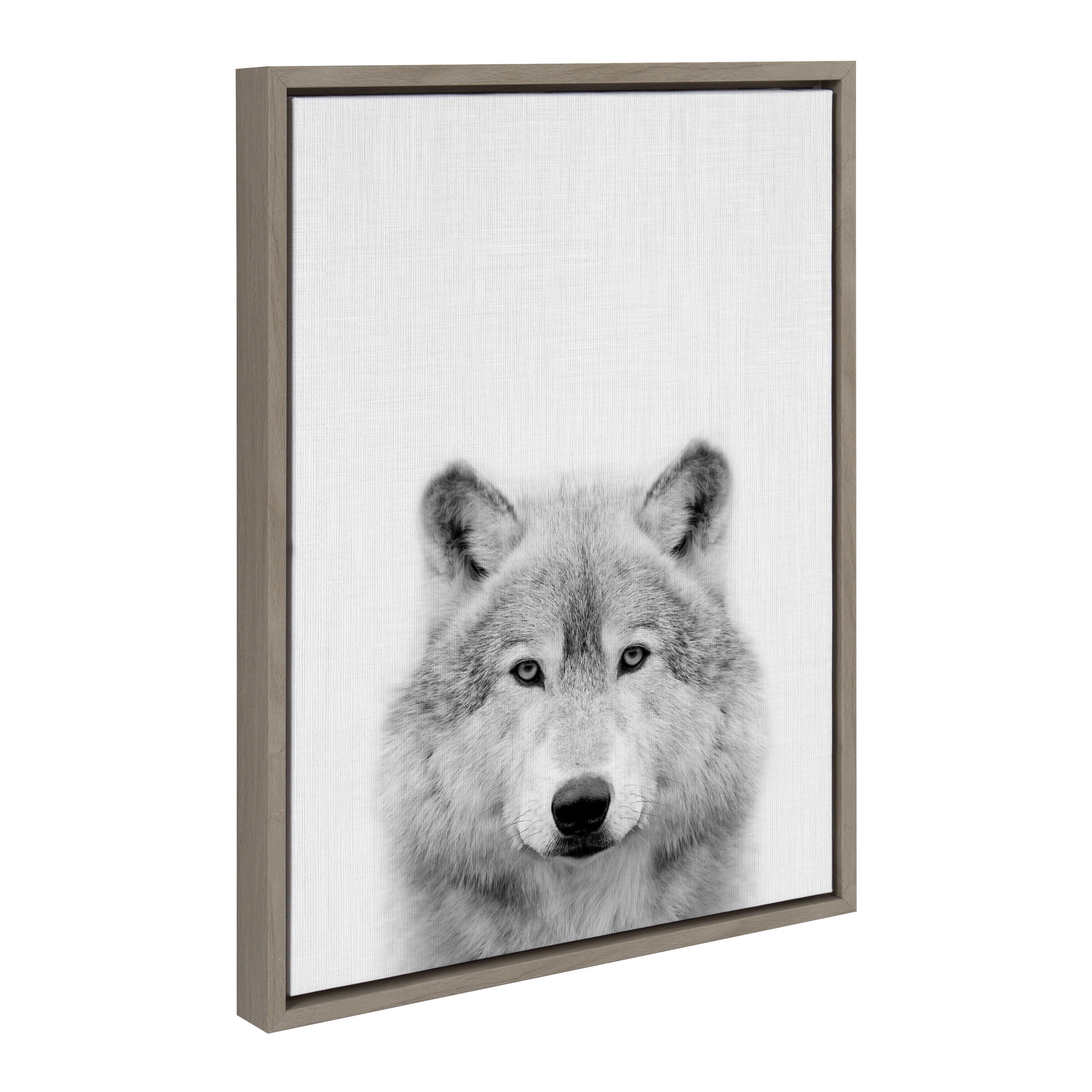 Sylvie Deer, Wolf, Bear European and Cervus Elaphus Black and White Framed Canvas Art Set