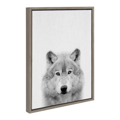 Sylvie Deer, Wolf, Bear European and Cervus Elaphus Black and White Framed Canvas Art Set