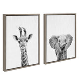 Sylvie Baby Giraffe and Elephant Framed Canvas Art Set by Simon Te of by kateandlaurel - product image 2 for Resin Society