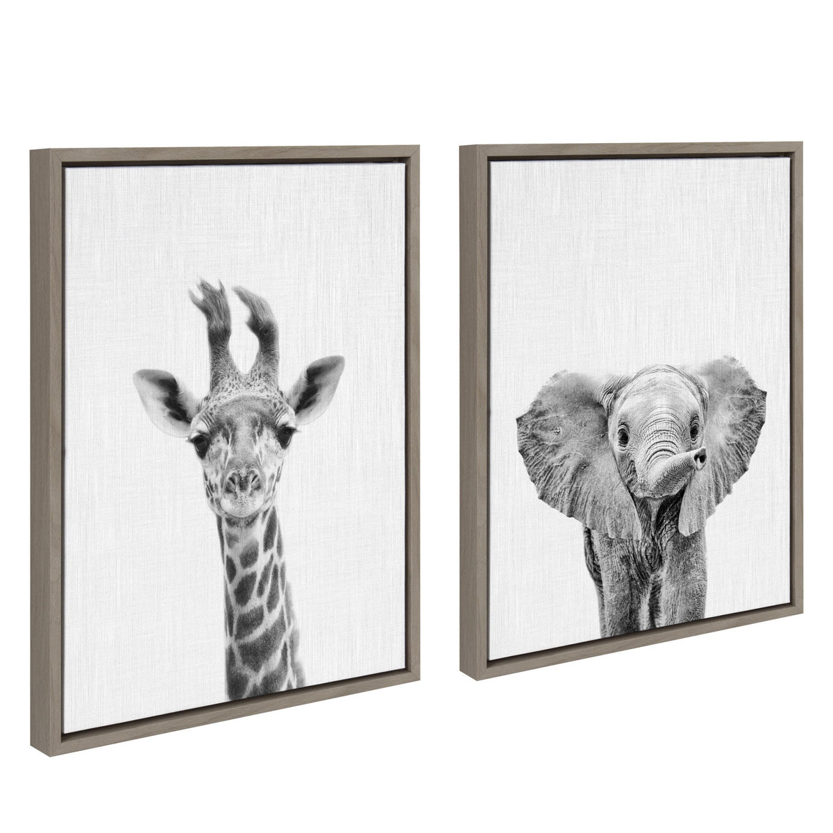 Sylvie Baby Giraffe and Elephant Framed Canvas Art Set by Simon Te of by kateandlaurel - product image 2 for Resin Society