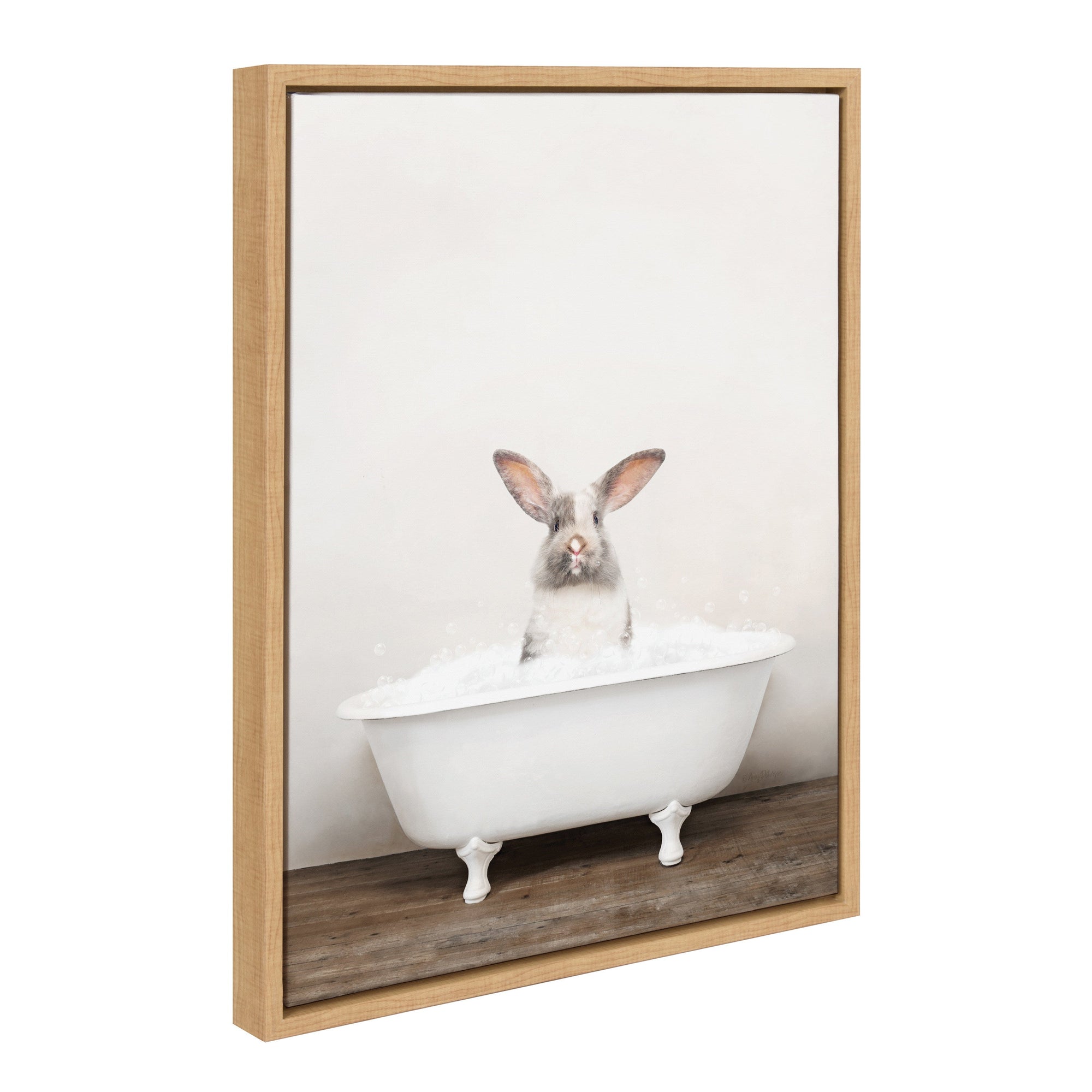 Sylvie Bunny in Rustic Bath Framed Canvas by kateandlaurel - main product image for Resin Society