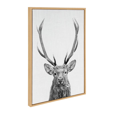 Sylvie The Red Deer BW Framed Canvas by Simon Te of Tai Prints