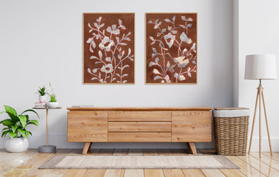 Sylvie Beaded Botanical Harmony I and II Framed Canvas Art Set by Nikita Jariwala