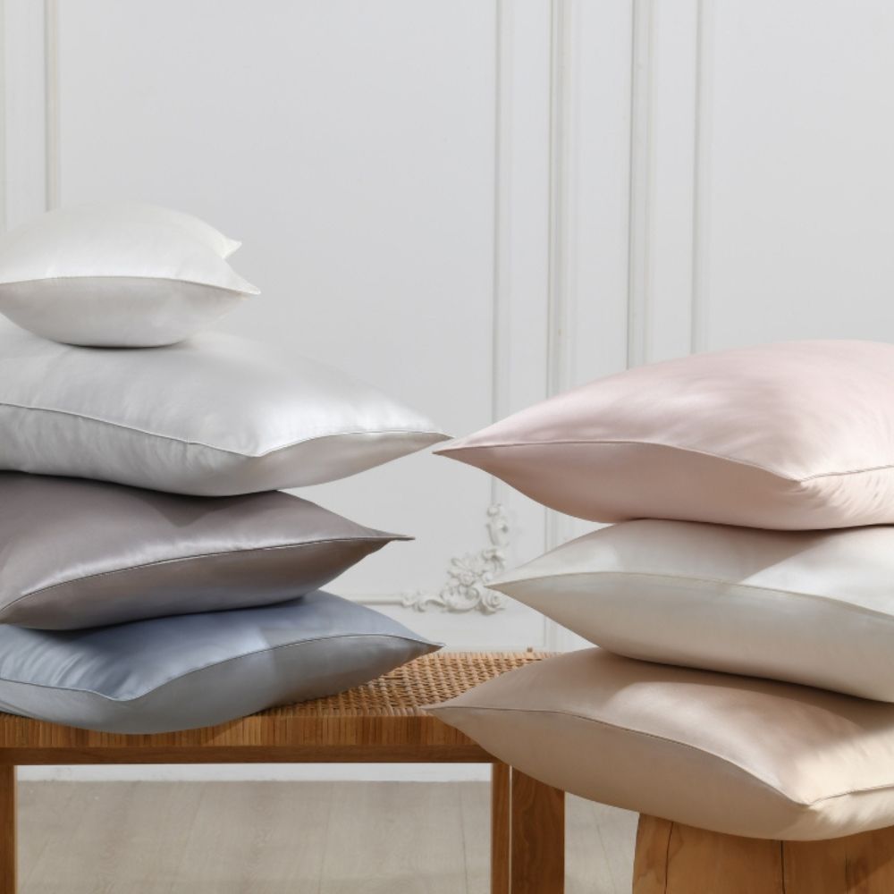 Charmeuse Mulberry Silk Pillowcase with Classic Piping by Perle Silk - main product image for Resin Society