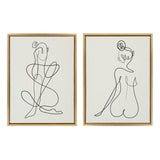 Sylvie Thinking of You Line Art and Sitting Beauty Framed Canvas Set by kateandlaurel - product image 2 for Resin Society